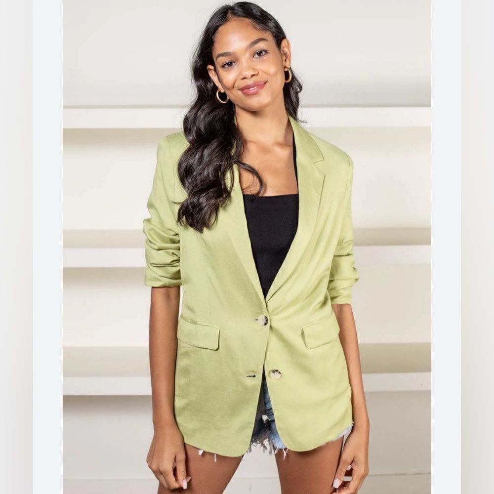 Astr the label rip oversized blazer celery green